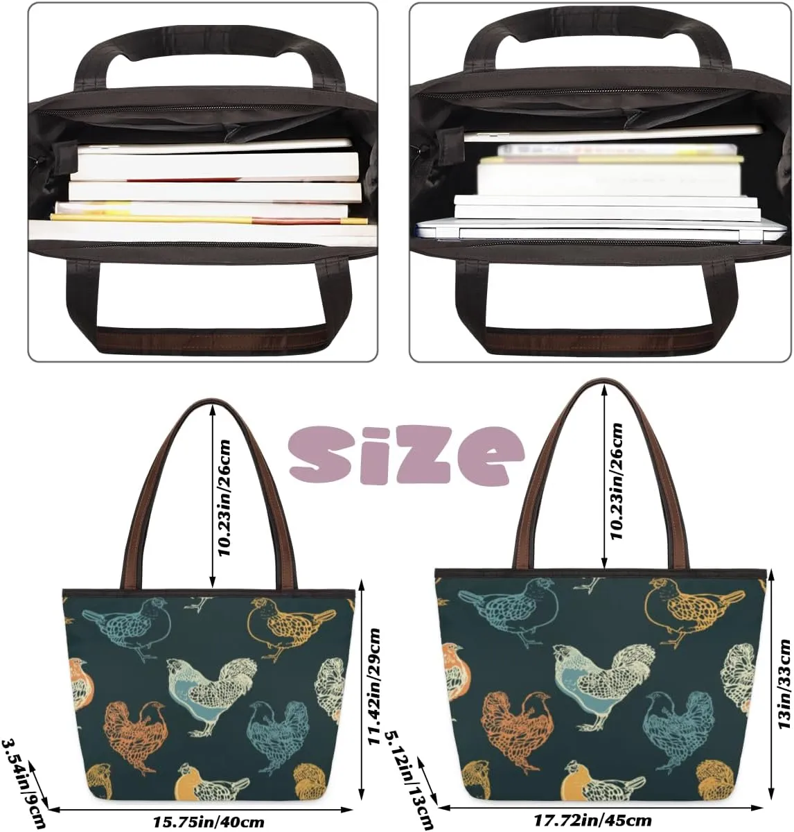 Tote Bag for Women with Zipper Large Capacity Top Handle Casual Shoulder Bag Handbag Reusable Shopping