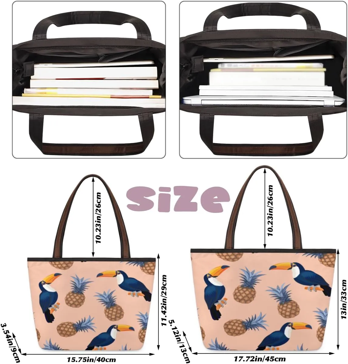 Tote Bag for Women with Zipper Large Capacity Top Handle Casual Shoulder Bag Handbag Reusable Shopping