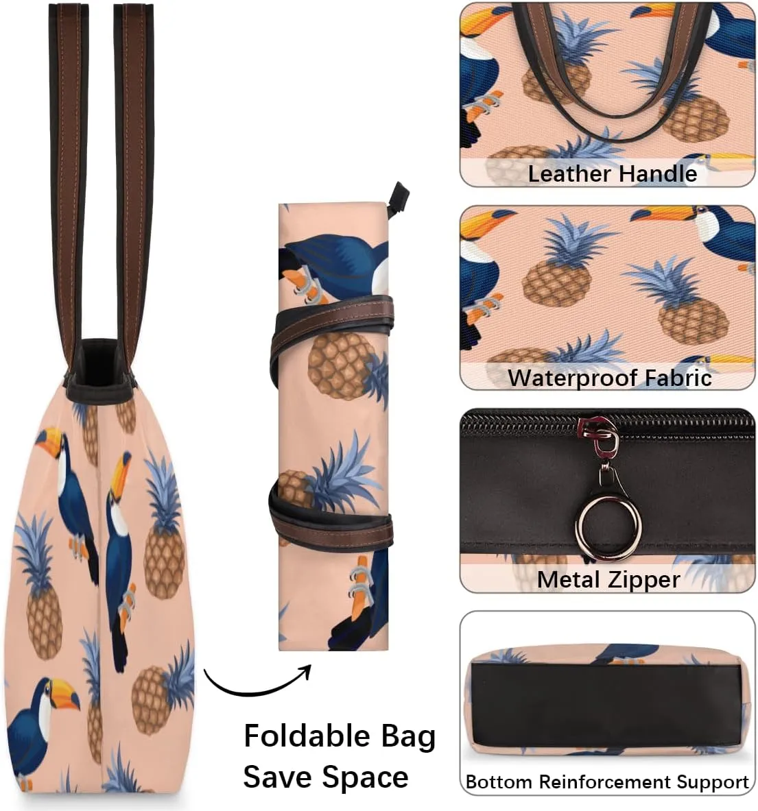 Tote Bag for Women with Zipper Large Capacity Top Handle Casual Shoulder Bag Handbag Reusable Shopping