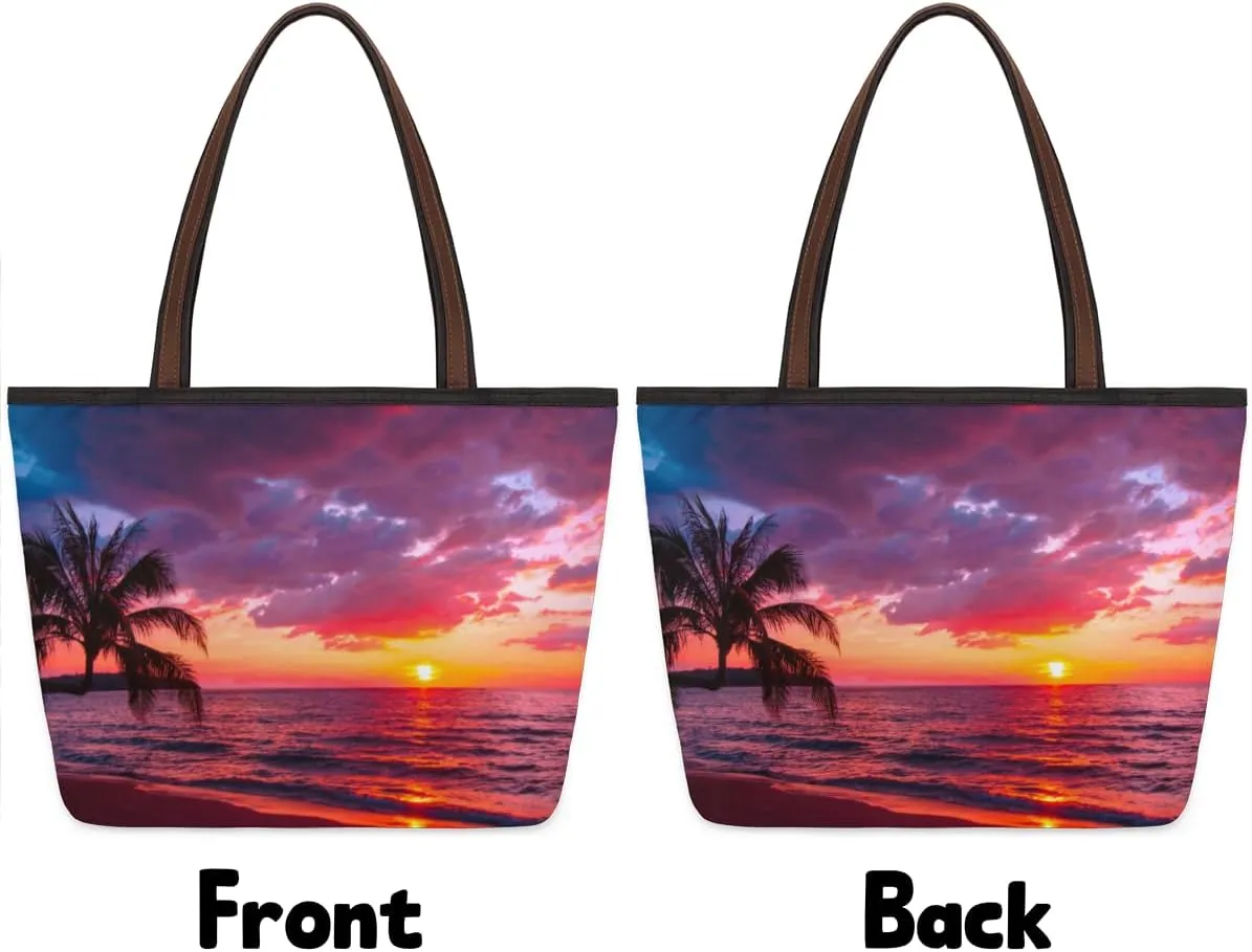 Tote Bag for Women with Zipper Large Capacity Top Handle Casual Shoulder Bag Handbag Reusable Shopping