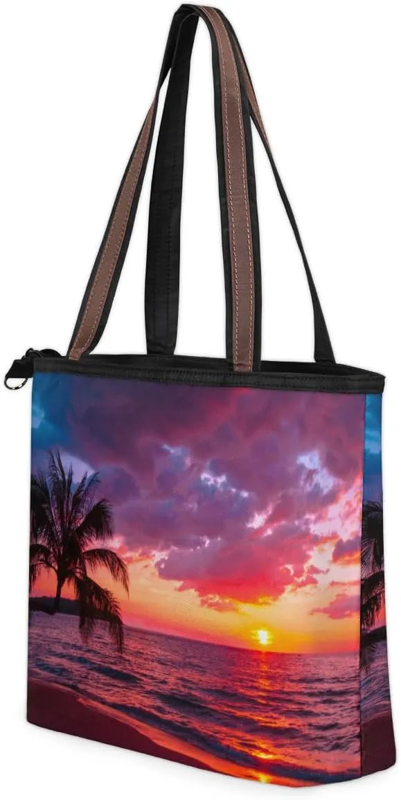 Tote Bag for Women with Zipper Large Capacity Top Handle Casual Shoulder Bag Handbag Reusable Shopping