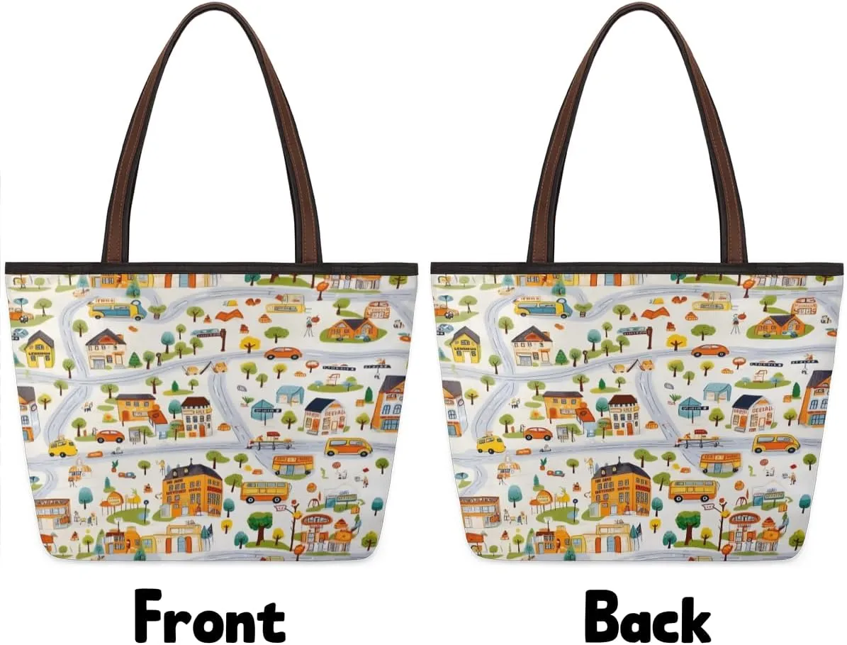 Tote Bag for Women with Zipper Large Capacity Top Handle Casual Shoulder Bag Handbag Reusable Shopping