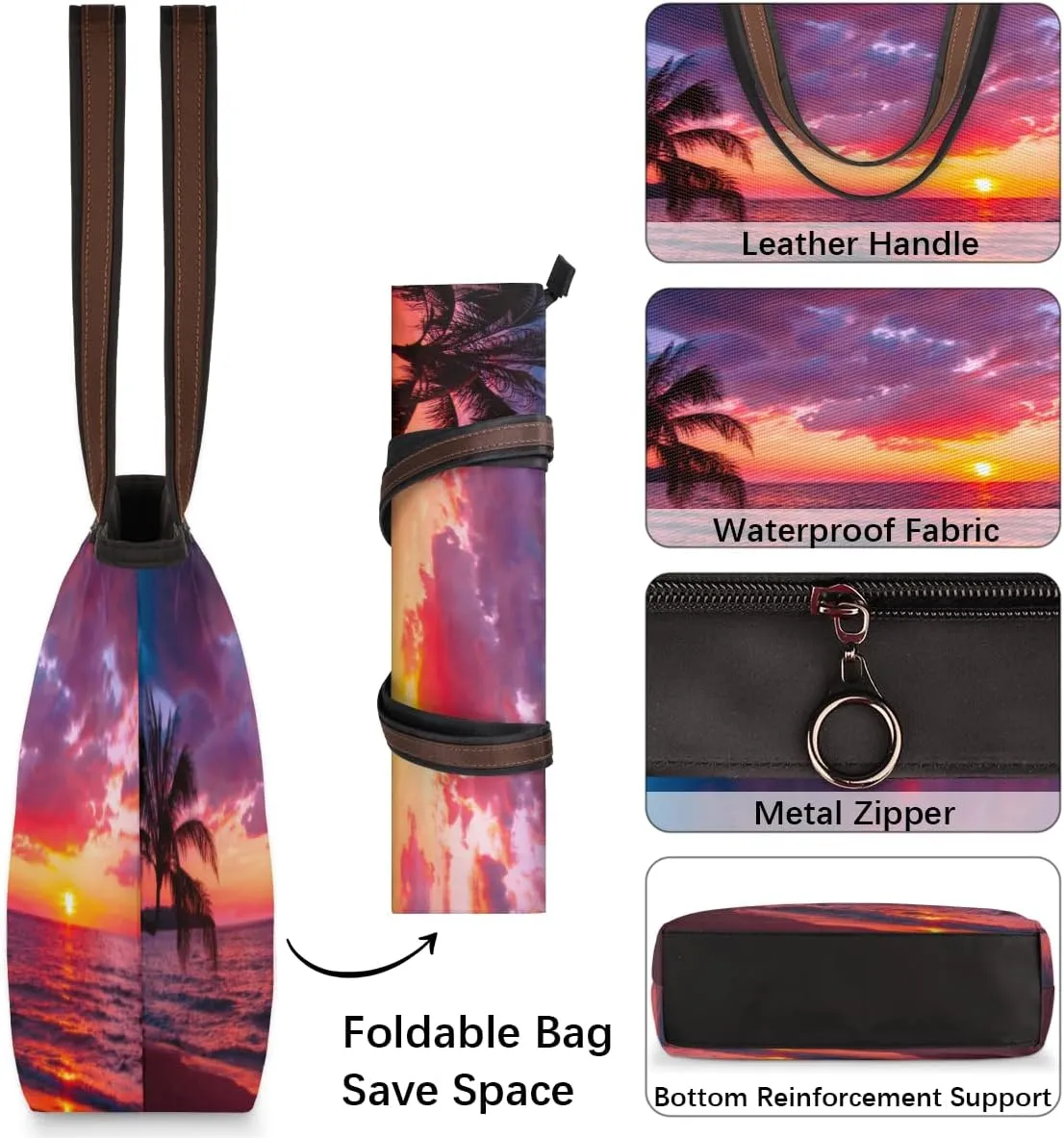Tote Bag for Women with Zipper Large Capacity Top Handle Casual Shoulder Bag Handbag Reusable Shopping