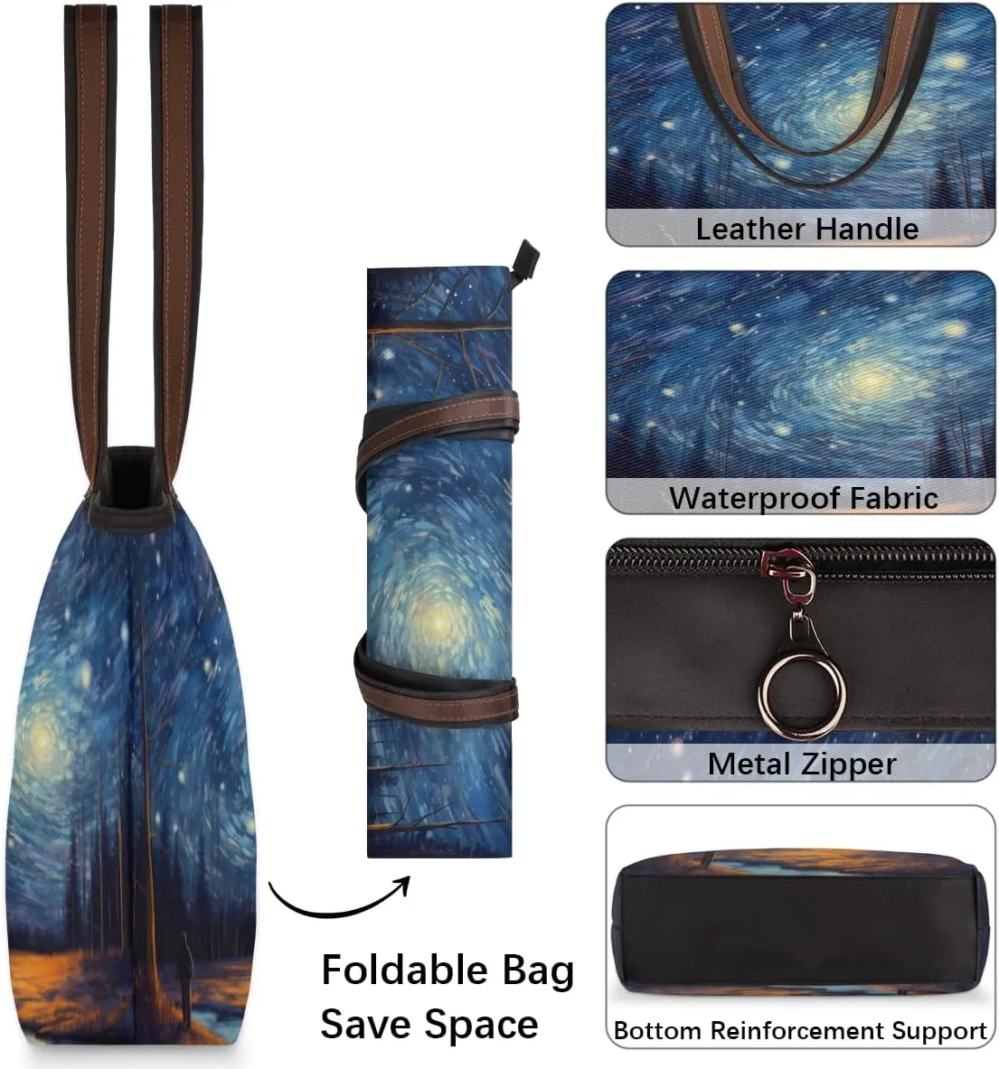 Tote Bag for Women with Zipper Large Capacity Top Handle Casual Shoulder Bag Handbag Reusable Shopping