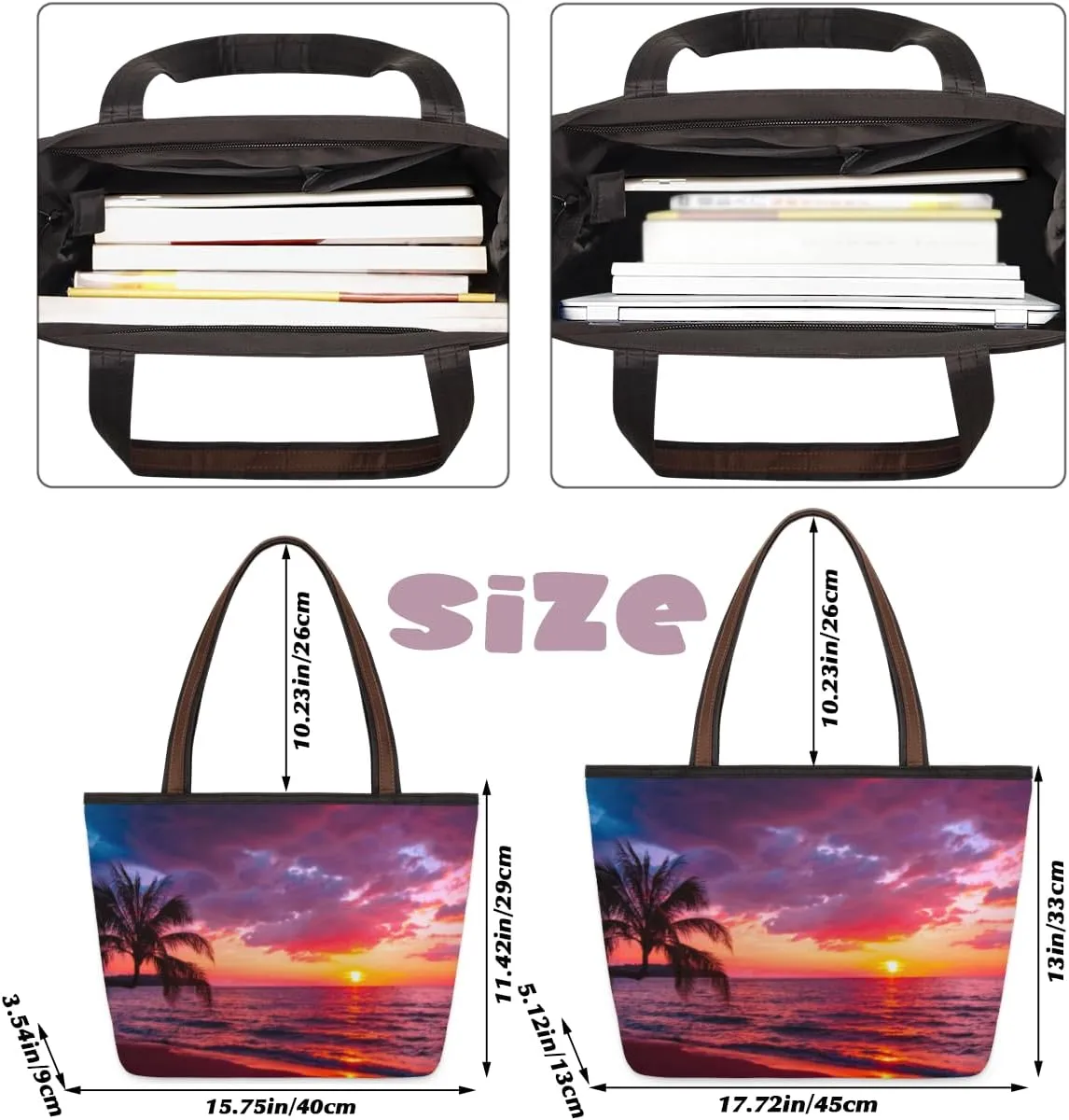Tote Bag for Women with Zipper Large Capacity Top Handle Casual Shoulder Bag Handbag Reusable Shopping