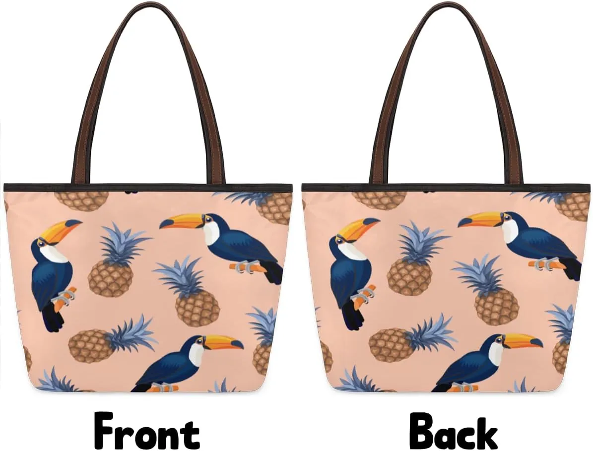 Tote Bag for Women with Zipper Large Capacity Top Handle Casual Shoulder Bag Handbag Reusable Shopping