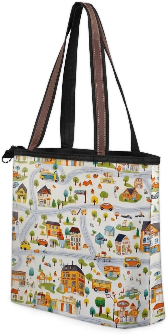 Tote Bag for Women with Zipper Large Capacity Top Handle Casual Shoulder Bag Handbag Reusable Shopping