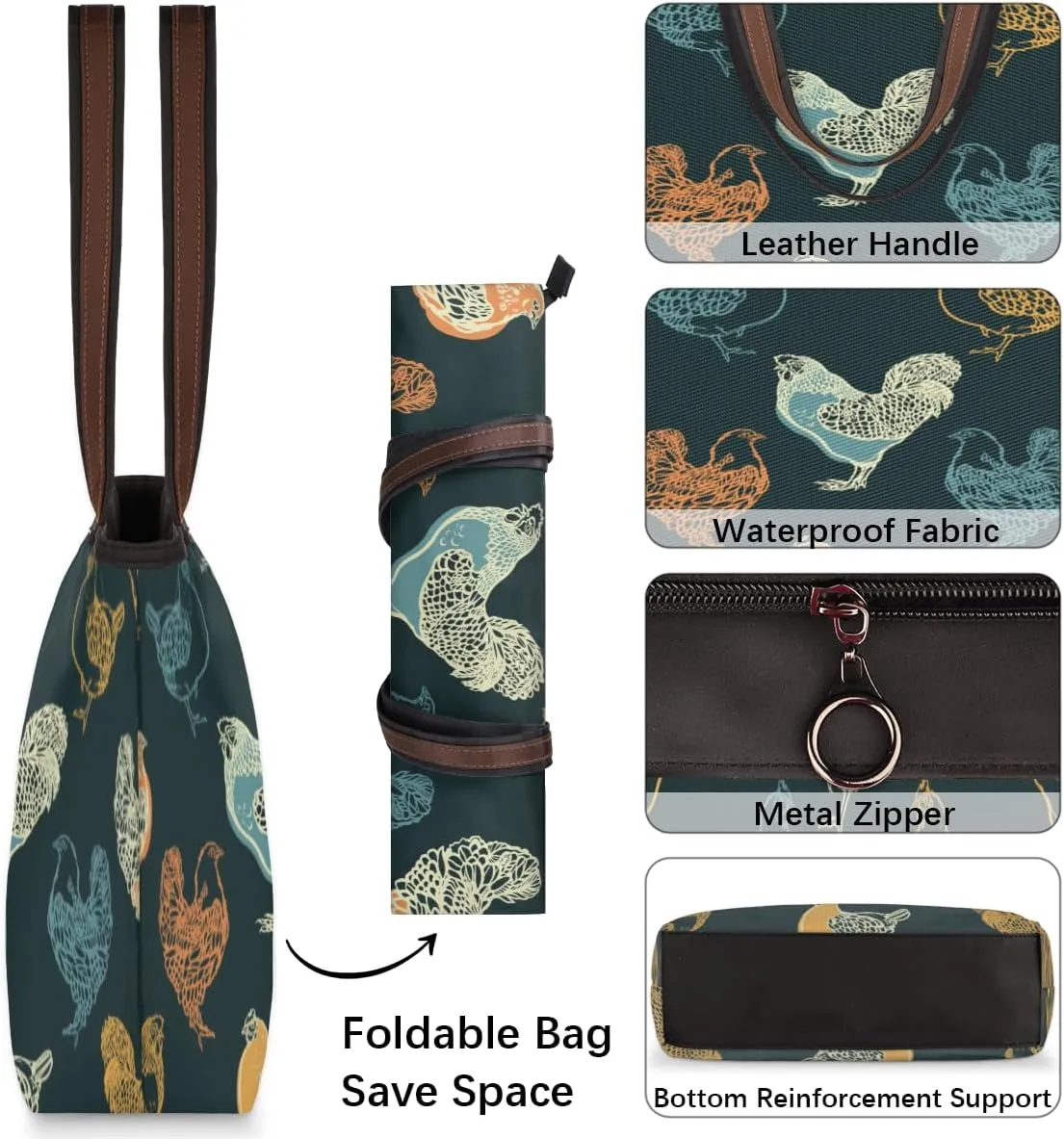 Tote Bag for Women with Zipper Large Capacity Top Handle Casual Shoulder Bag Handbag Reusable Shopping