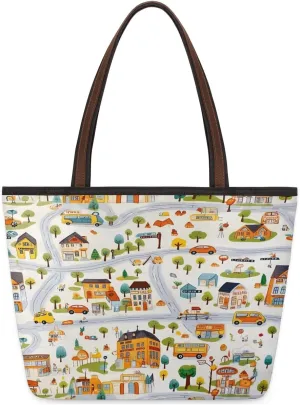 Tote Bag for Women with Zipper Large Capacity Top Handle Casual Shoulder Bag Handbag Reusable Shopping