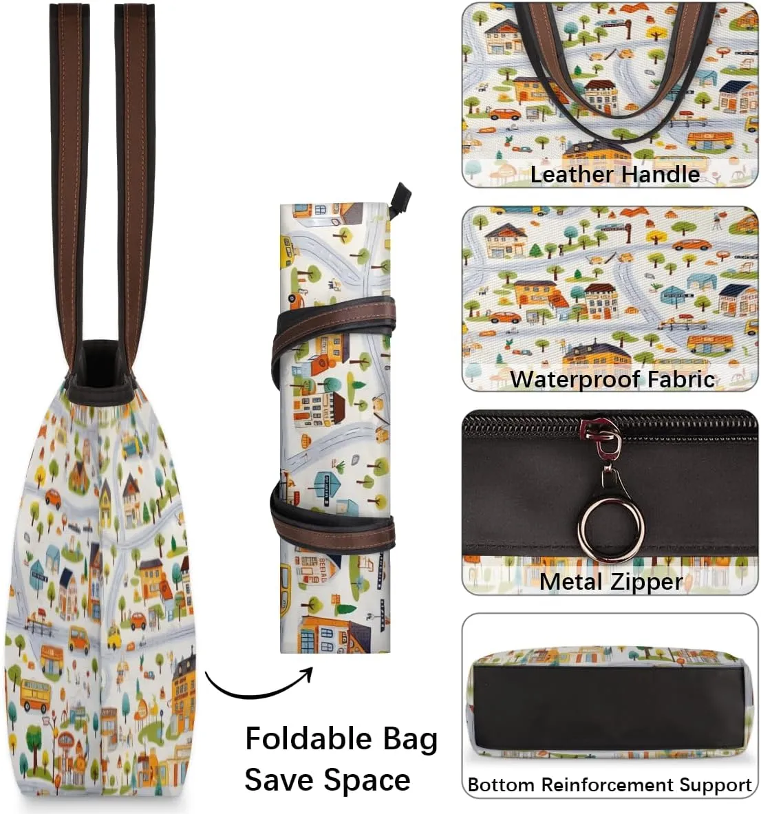 Tote Bag for Women with Zipper Large Capacity Top Handle Casual Shoulder Bag Handbag Reusable Shopping