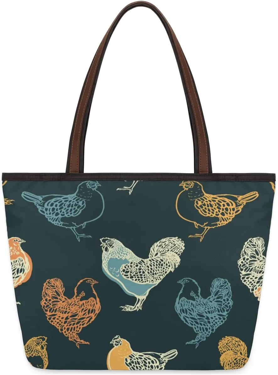 Tote Bag for Women with Zipper Large Capacity Top Handle Casual Shoulder Bag Handbag Reusable Shopping