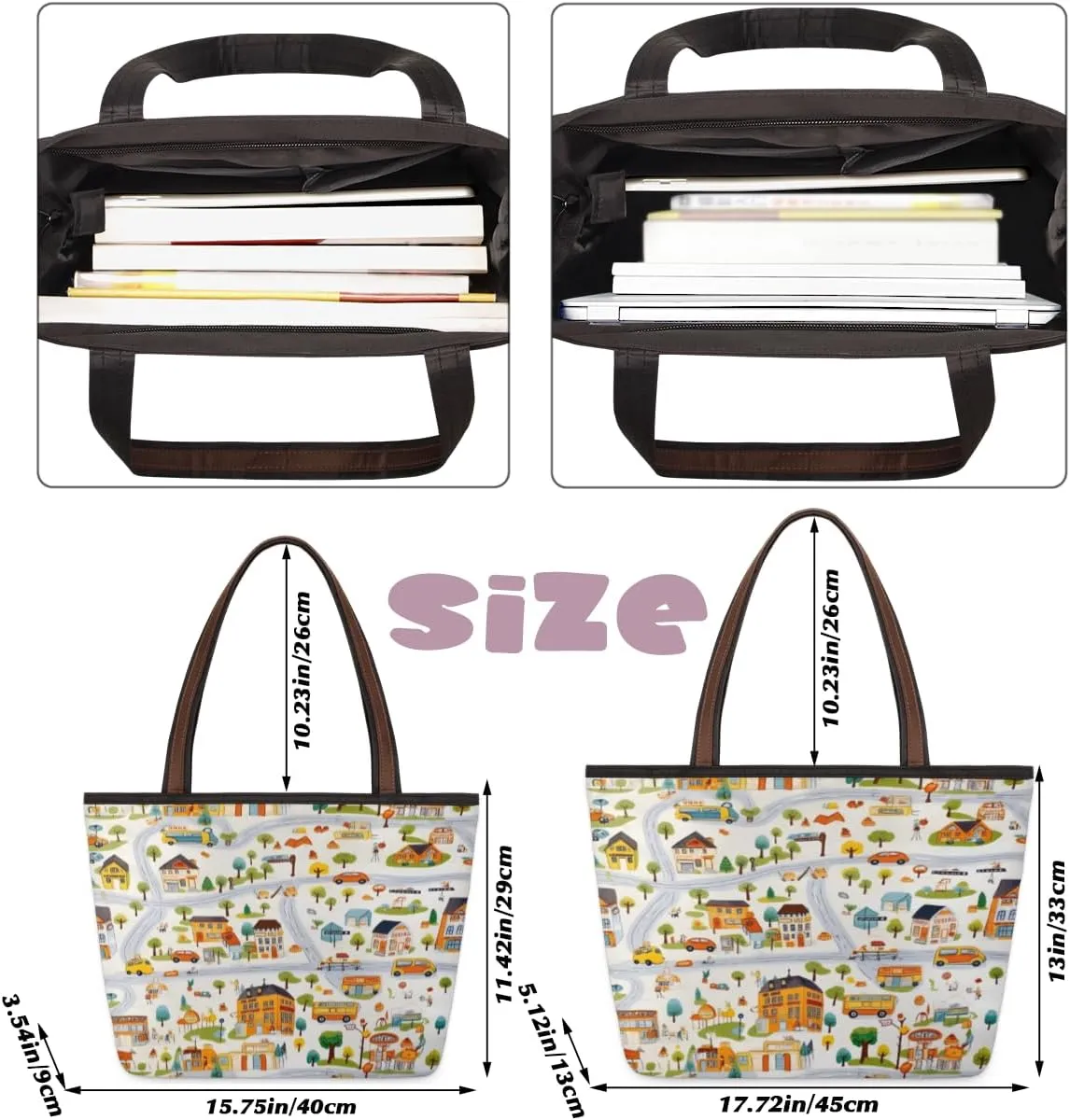 Tote Bag for Women with Zipper Large Capacity Top Handle Casual Shoulder Bag Handbag Reusable Shopping