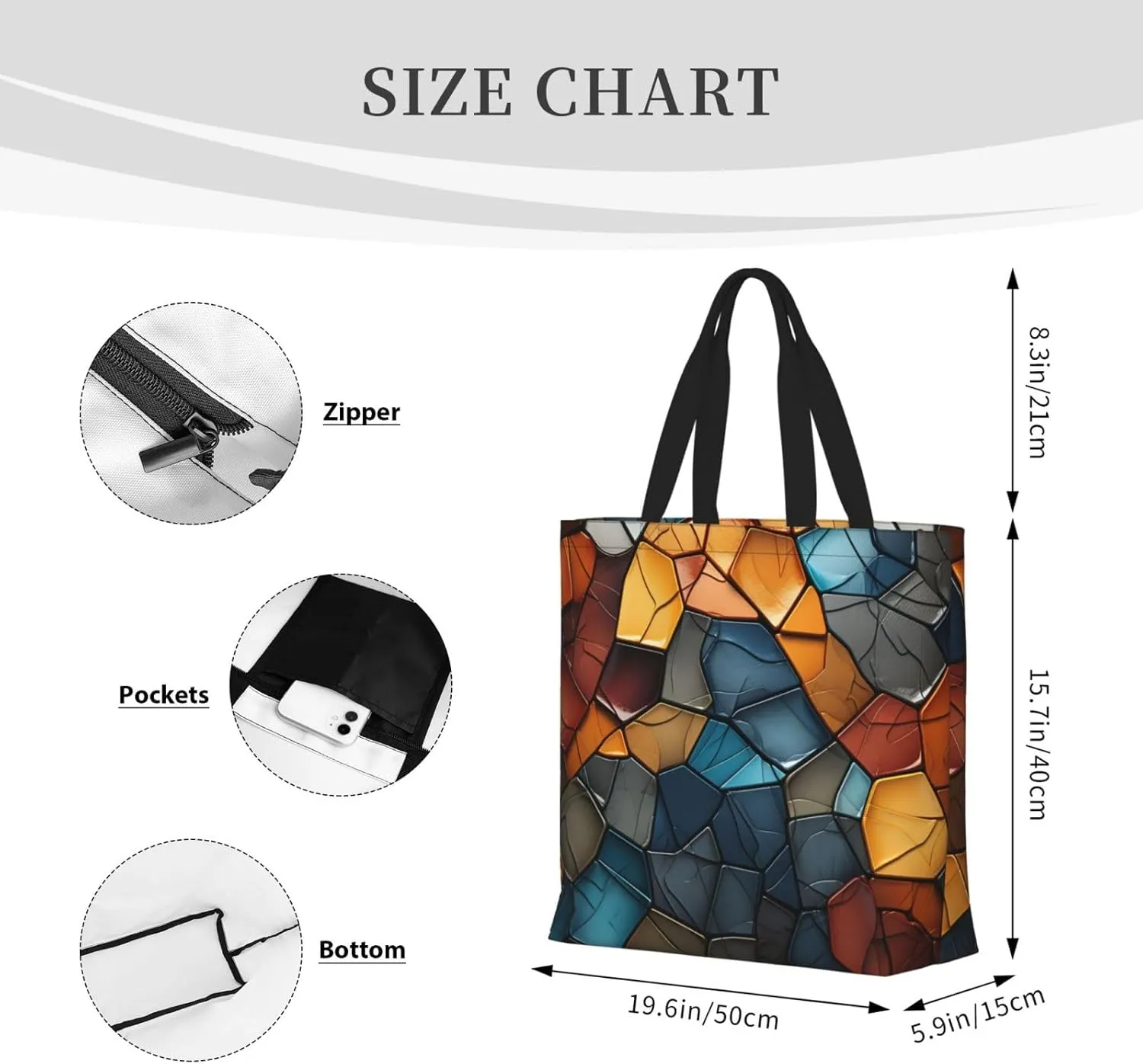 Tote Bag Large Capacity Grocery Bag With Zipper Golden Retriever Paw Prints Shopping Bag Shoulder Bag for Women