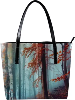 Tote Bag, Large Tote Bags for Women, Women's Tote Handbags, Landscape Autumn Forest Path, Tote Bag for Work