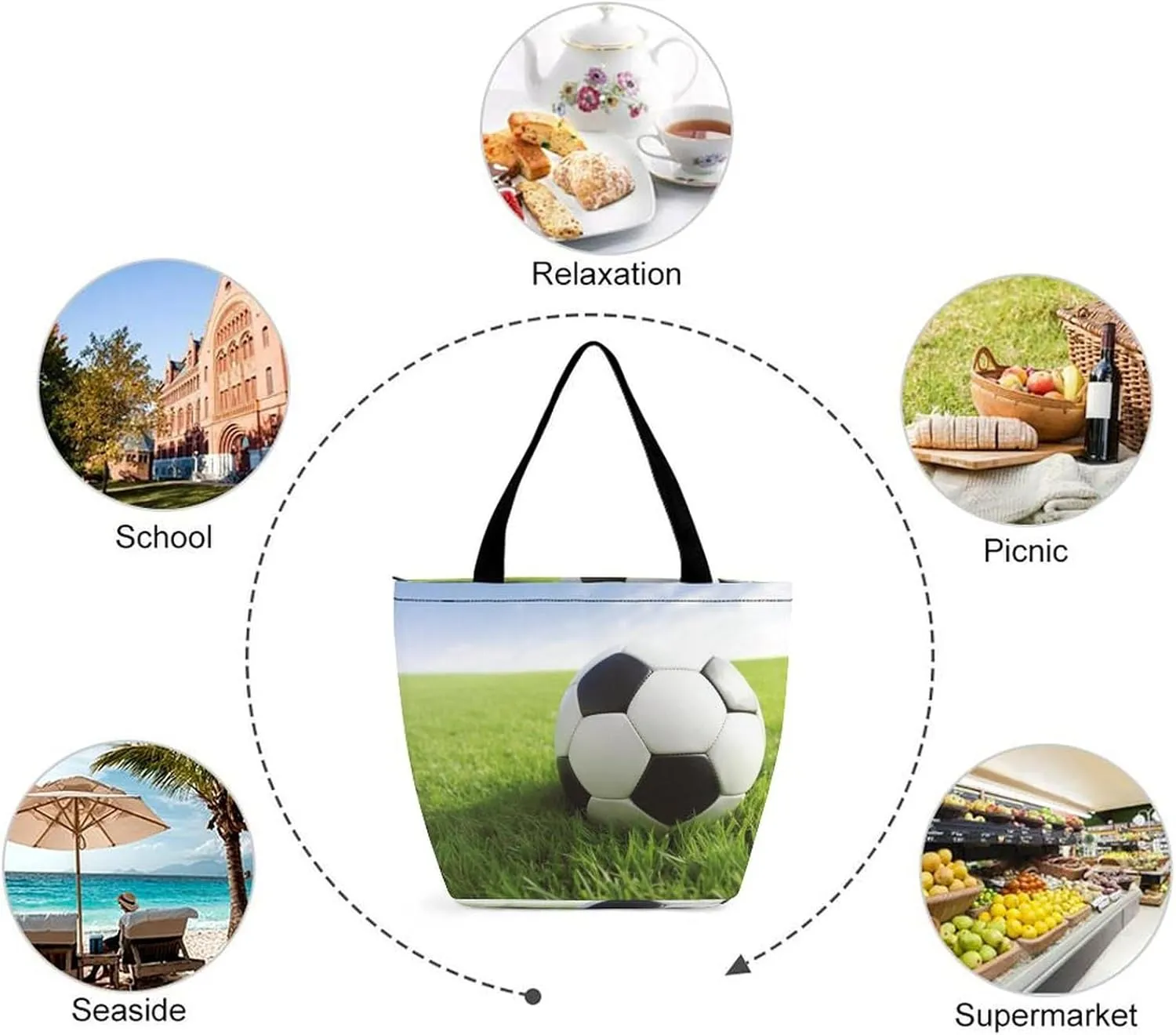 Tote Bag Reusable Grocery Bag Foldable Shopping Bag Extra Large Shoulder Bag Cute Cow Tote Bag for Travel Work