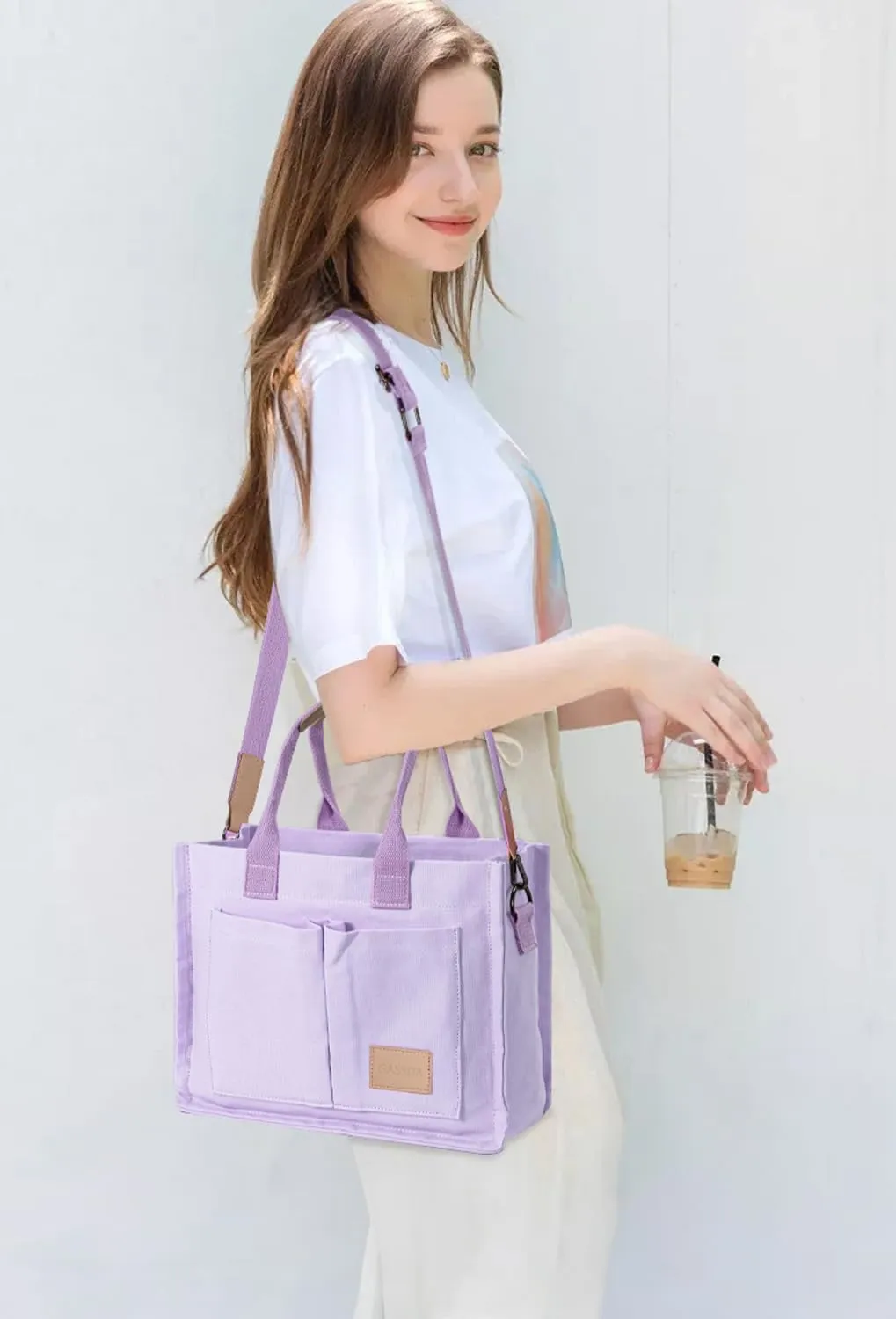 Tote Bags for Women Canvas Tote Purse Crossbody Bags with Pockets Top Handle Shoulder Handbags Satchel Bags for Women