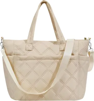 Tote Bags for Women,Large Lightweight Travel Bags with Zipper,Quilted Tote Bag with Multi-Pocket for Travel Work Gym