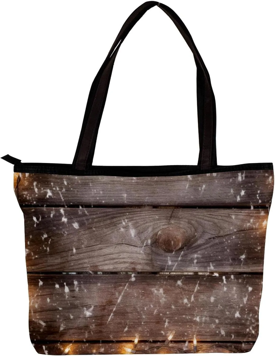 Tote Bags for Women,Womens Handbags,Small Tote Bag,Christmas Lights Decoration Wood Planks