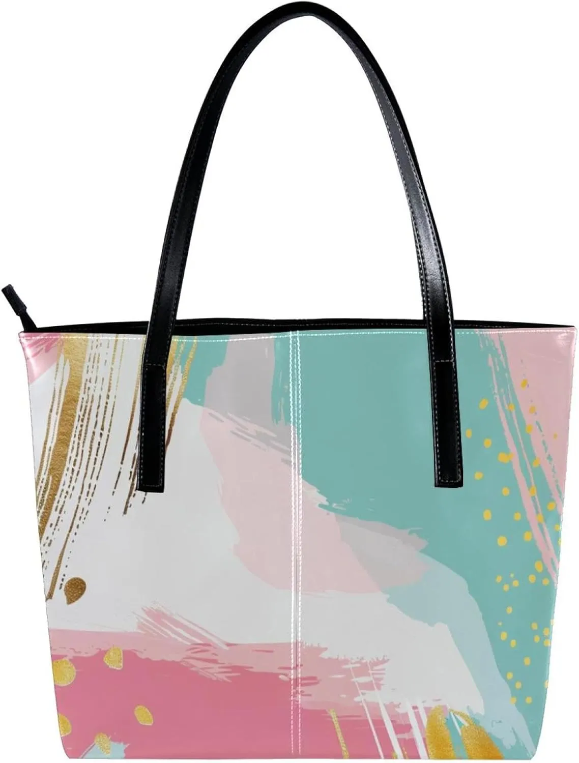 Tote Bags, Large Tote Bag, Tote Bag with Zipper, Modern Minimalist Black Gold Marble Pattern, Totes for Women