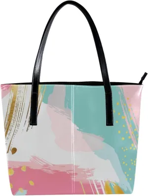 Tote Bags, Large Tote Bag, Tote Bag with Zipper, Modern Minimalist Black Gold Marble Pattern, Totes for Women