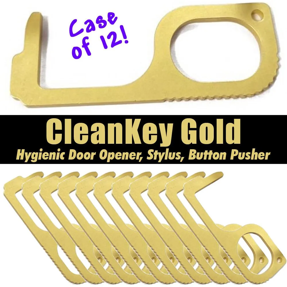 Touchless CleanKey Gold - Hygienic Door Opener   Stylus   Button Pusher / Great for Employees, Retail and Gifts - 2.7" x 1.1" / Case Box of 12