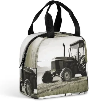 Tractor Agriculture Tranquil Insulated Meal Bag,Large Capacity Lunch Bag for Women Men Water Resistant Insulated Lunch Bag Reusable Eco Friendly Paper Material Lunch Box for Work Office Picnic Travel