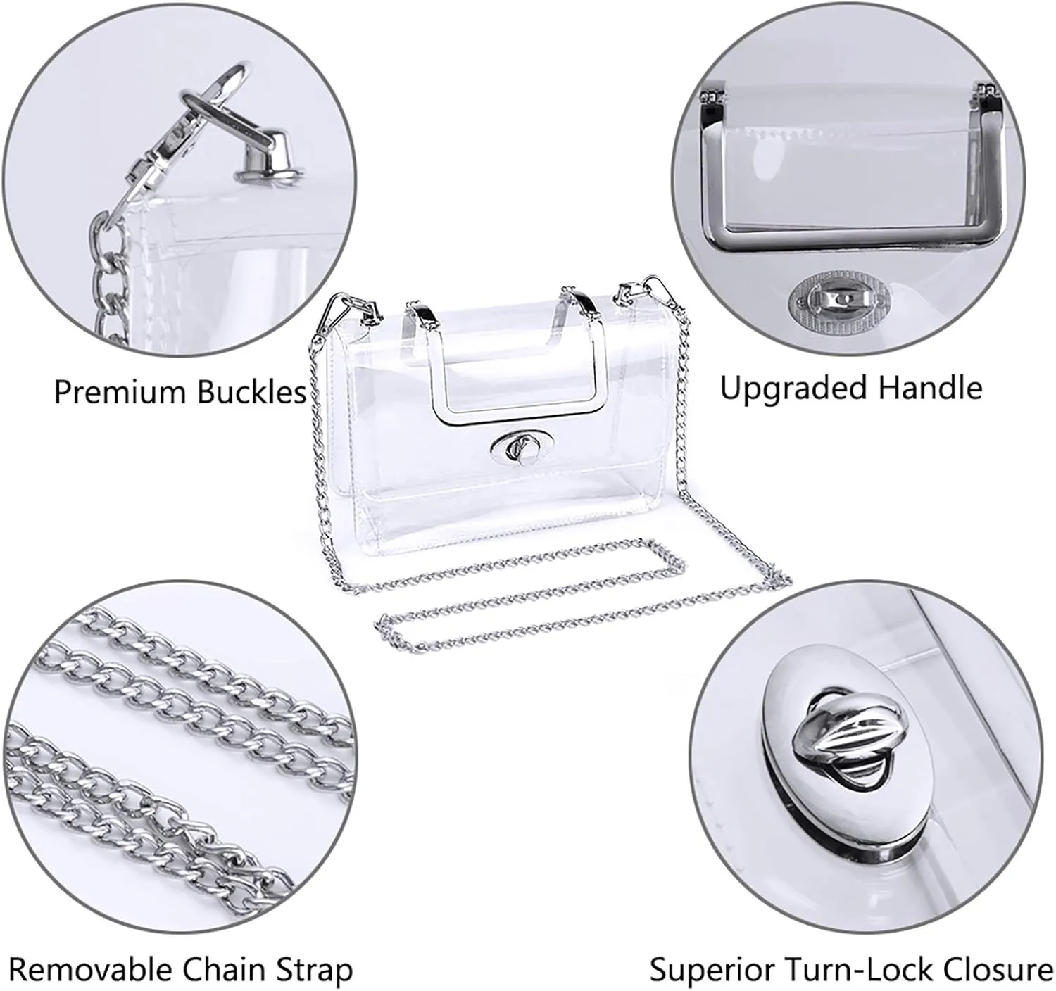 Transparent Clutch Clear Purse Crossbody Shoulder Bags Stadium Approved Bags