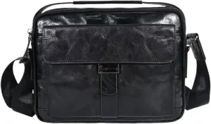 Travel Bags Mens Crossbody Bags Waist Packs Casual Daypacks Genuine Leather Shoulder Bags Messenger Bags 10.8Inch(Black)
