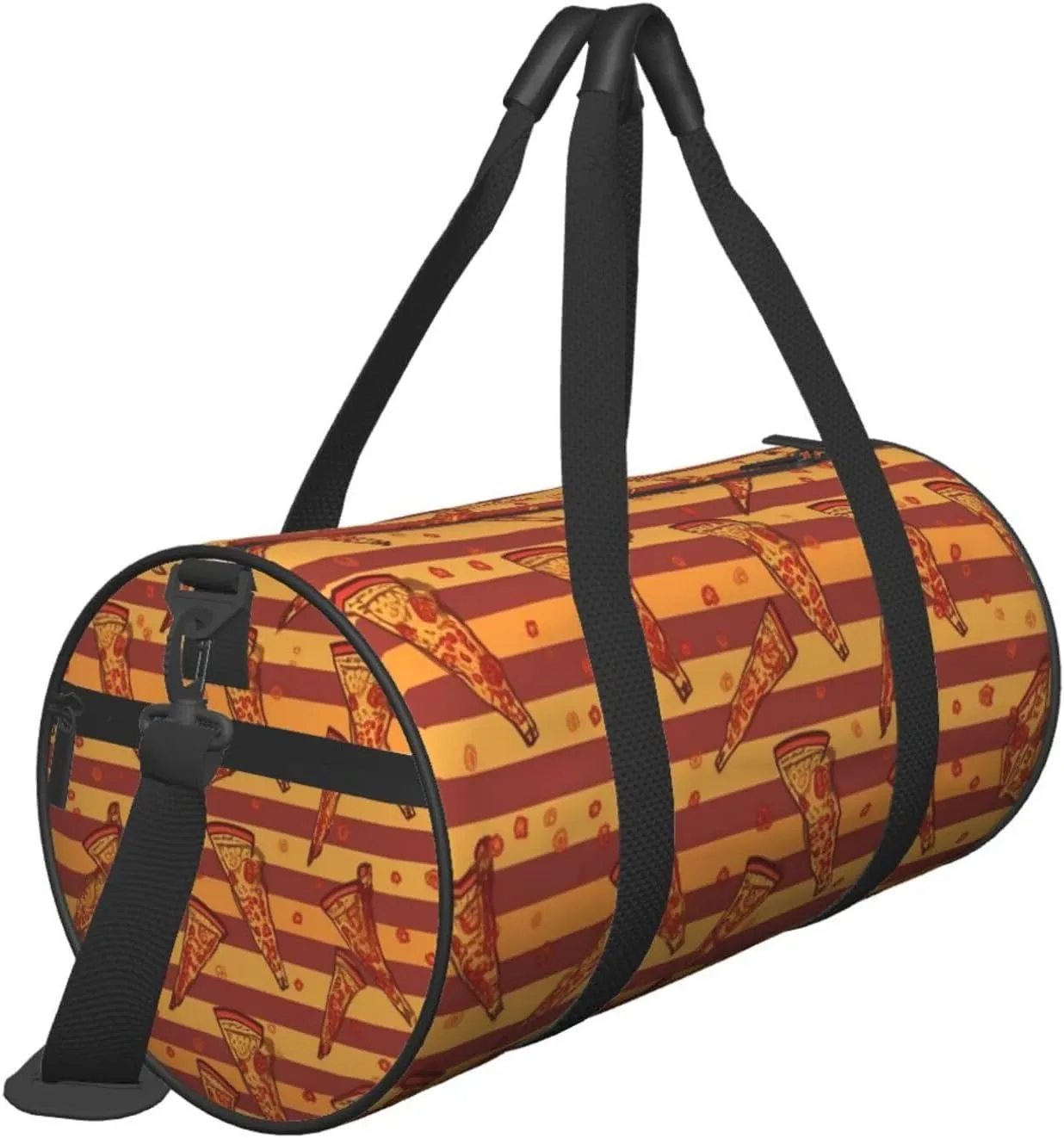 Travel Duffel Bag Golden Stripe Pizza Weekender Overnight Bag For Men Women Large Capacity Sports Gym Bag Canvas Carry On Tote Bags For Travel Yoga