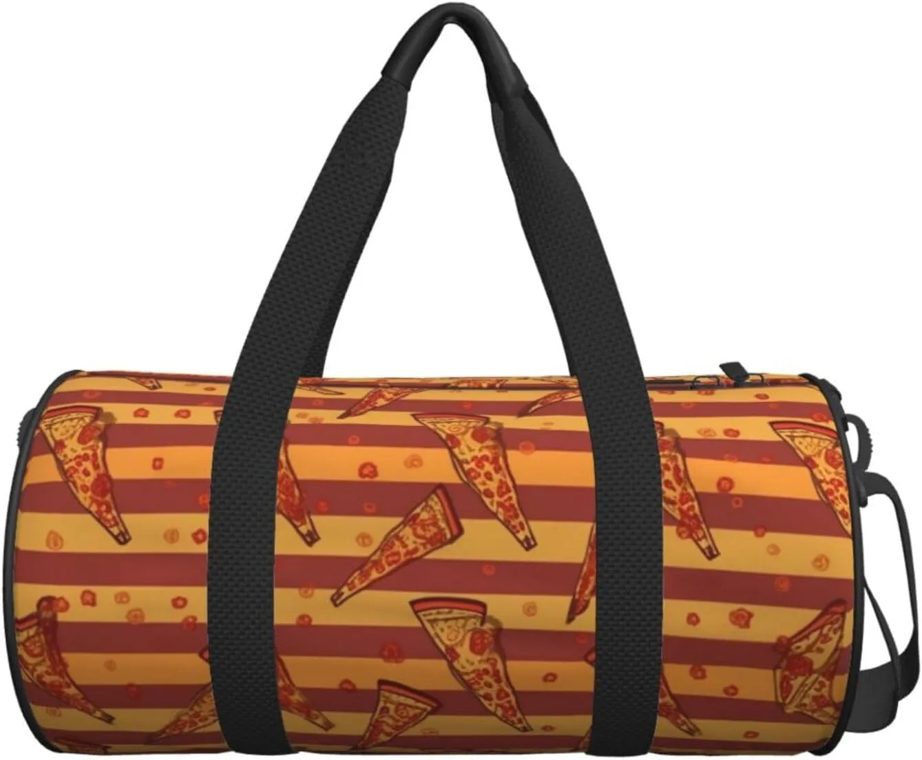 Travel Duffel Bag Golden Stripe Pizza Weekender Overnight Bag For Men Women Large Capacity Sports Gym Bag Canvas Carry On Tote Bags For Travel Yoga