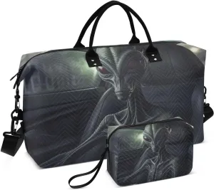 Travel Duffel Bags for Unisex-Adult, Personal Item Travel Duffel Bag with Shoes Compartment, Carry On Bag for Women, Travel, Gym, Weekend,Fantastic Alien