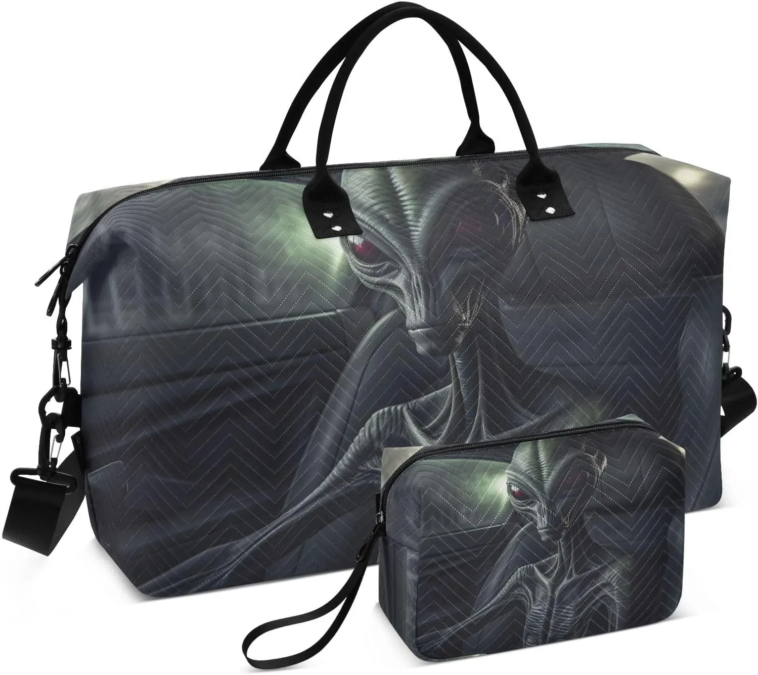 Travel Duffel Bags for Unisex-Adult, Personal Item Travel Duffel Bag with Shoes Compartment, Carry On Bag for Women, Travel, Gym, Weekend,Fantastic Alien