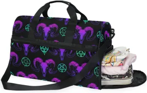 Travel Duffel Bags Mystical Ram Skull Sports Duffel Bag Gym Bag Skull Travel Luggage Overnight Bags for Men Women Duffel Bags with Adjustable Strap for Traveling