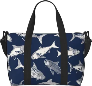 Travel Duffel Bags Personal Item Bag Carry on Luggage Bag Training Handbag Lightweight Waterproof Sports Gym Bag Various Sea Fish Pattern Weekender Bag for Women Men