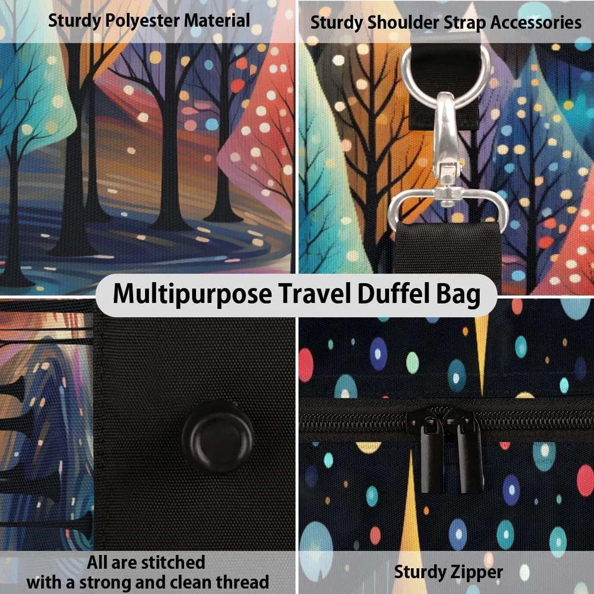 Travel Duffle Bag Colorful Trees Gym Bags for Men Women Travel Duffel Bags with Adjustable Shoulder Strap Carry On Weekender Bag
