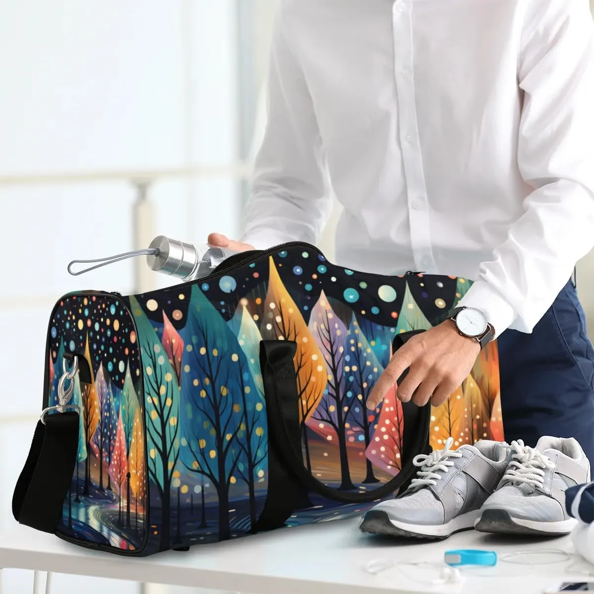 Travel Duffle Bag Colorful Trees Gym Bags for Men Women Travel Duffel Bags with Adjustable Shoulder Strap Carry On Weekender Bag