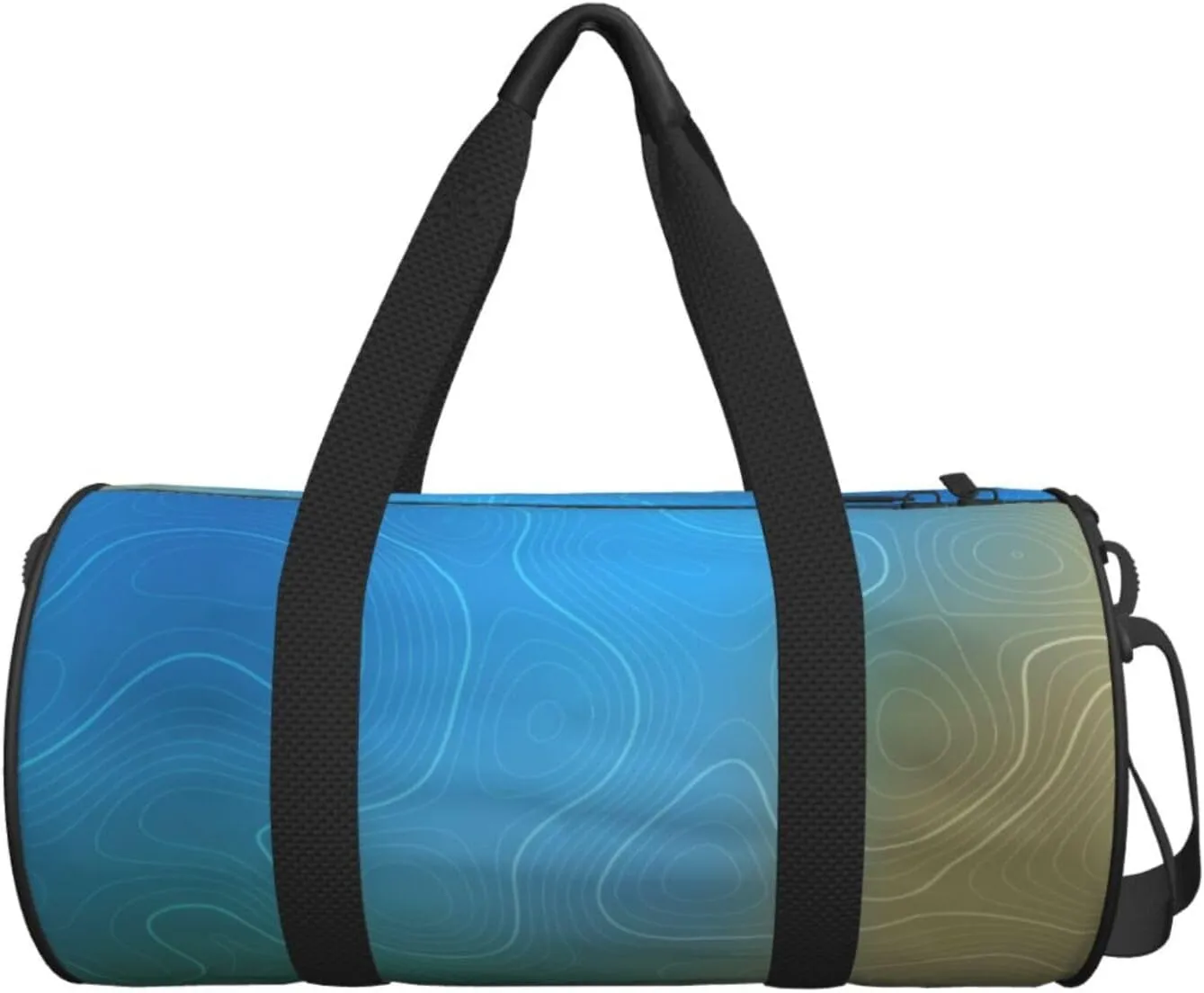 Travel Duffle Bag for Men Women, Cyan Topography Lines Duffle Bags for Sport Gym Overnight Luggage