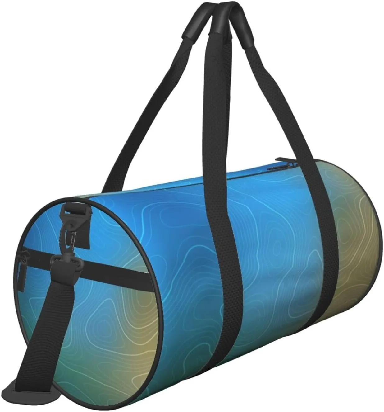 Travel Duffle Bag for Men Women, Cyan Topography Lines Duffle Bags for Sport Gym Overnight Luggage
