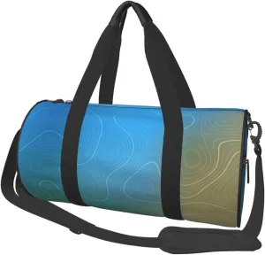 Travel Duffle Bag for Men Women, Cyan Topography Lines Duffle Bags for Sport Gym Overnight Luggage