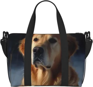 Travel Duffle Bag Weekender Bags for Men Women Adjustable Large Capacity Weekender Overnight Bag Carry On Tote Bags Waterproof Sport Gym Bag for Travel Yoga, Golden Retriever, One Size