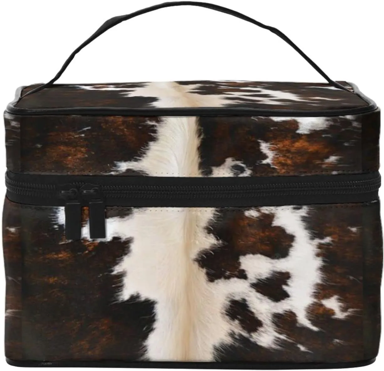 Travel Makeup Bags Large Toiletry Bags Portable Cosmetic Bag Organizer Box (Cowhide Farmhouse)