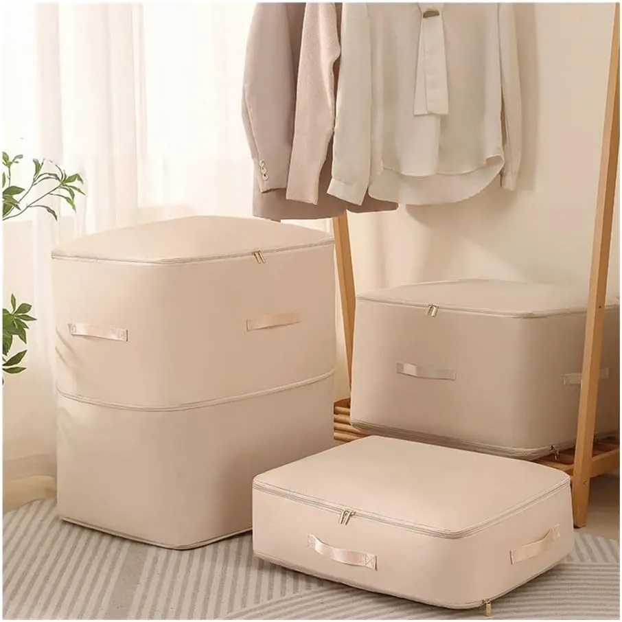 Travel Storage Bag Portable Compression Duvet Storage Bag Large Capacity Closet Quilt Organizer Cabinet Pillow Blanket Organizer(30x40x18cm-Grey,2PCS)