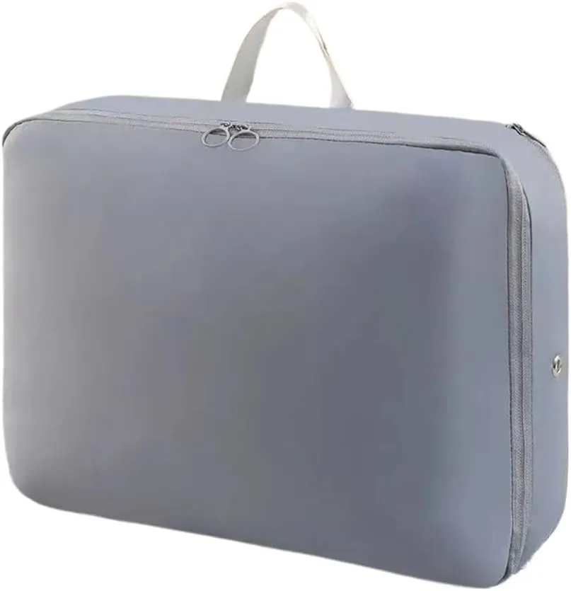 Travel Storage Bag Portable Compression Duvet Storage Bag Large Capacity Closet Quilt Organizer Cabinet Pillow Blanket Organizer(30x40x18cm-Grey,2PCS)