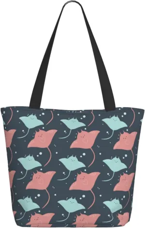 Travel Tote Bag for Women Work - Lightweight Cute stingray Shoulder Bag Nurse Bag Beach Handbags for Women, Fashion Large Tote Purse for Women with Zipper