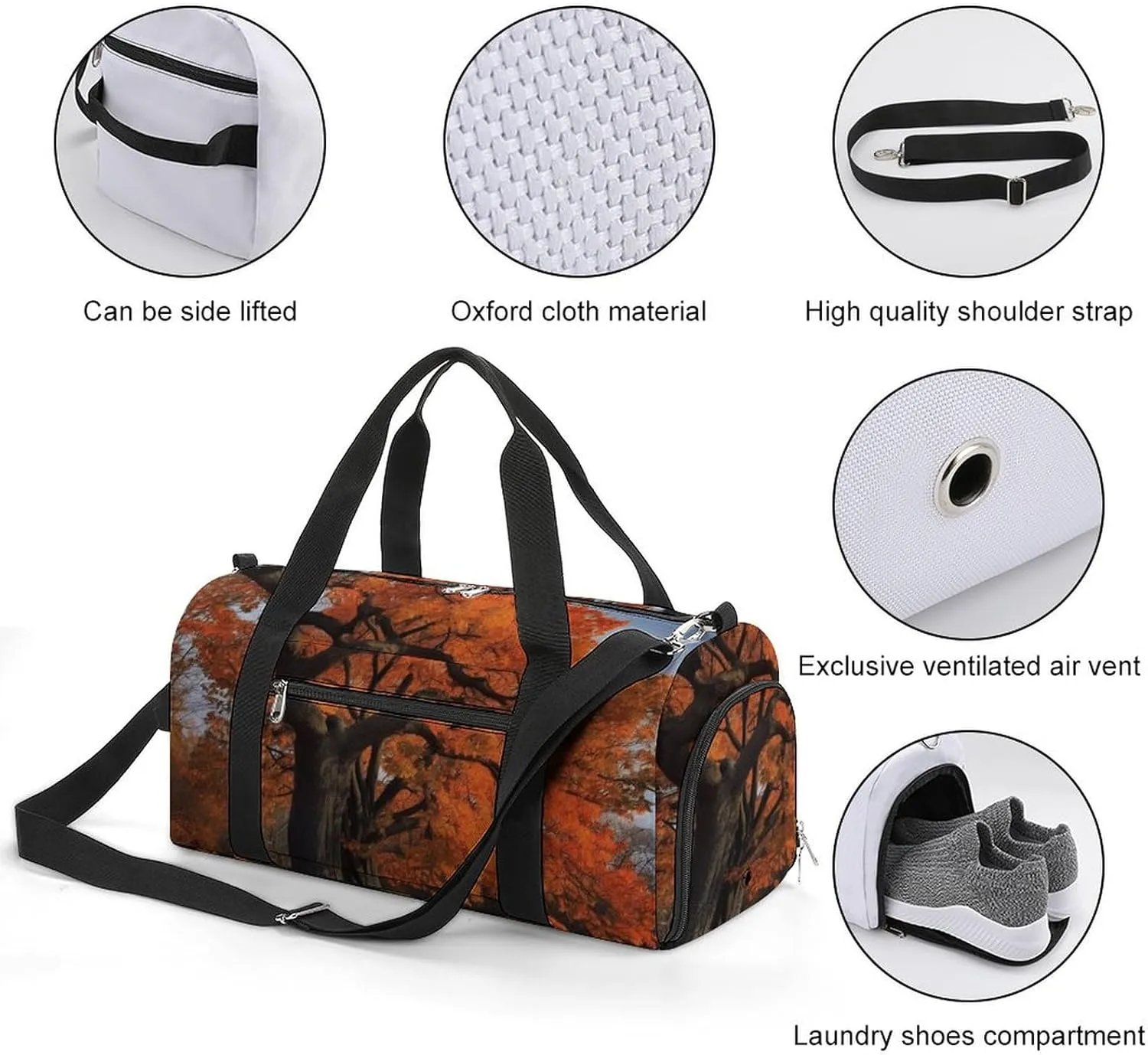 Tree in The Fall Sports Gym Bag Carry on Holdalls for Men Small Duffel Bags for Women with Shoe Compartment
