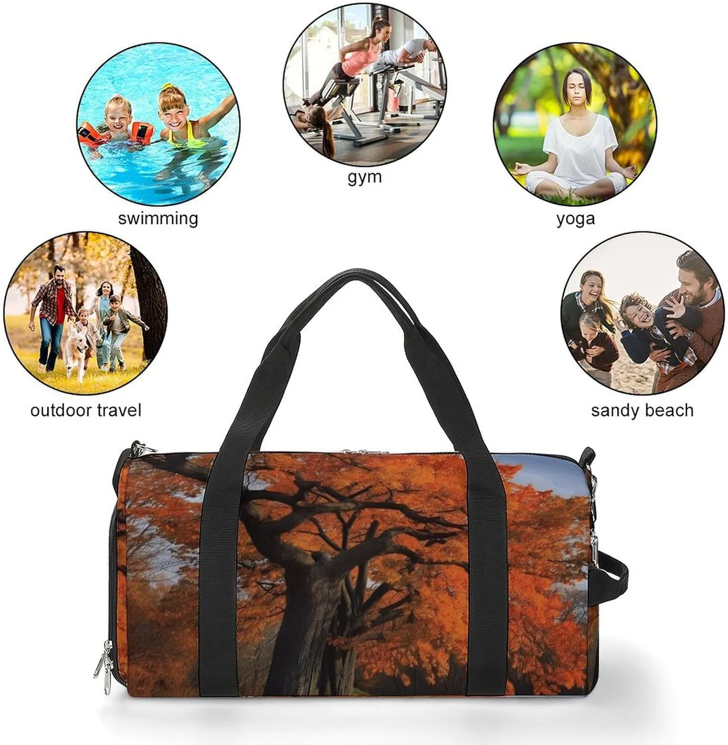 Tree in The Fall Sports Gym Bag Carry on Holdalls for Men Small Duffel Bags for Women with Shoe Compartment