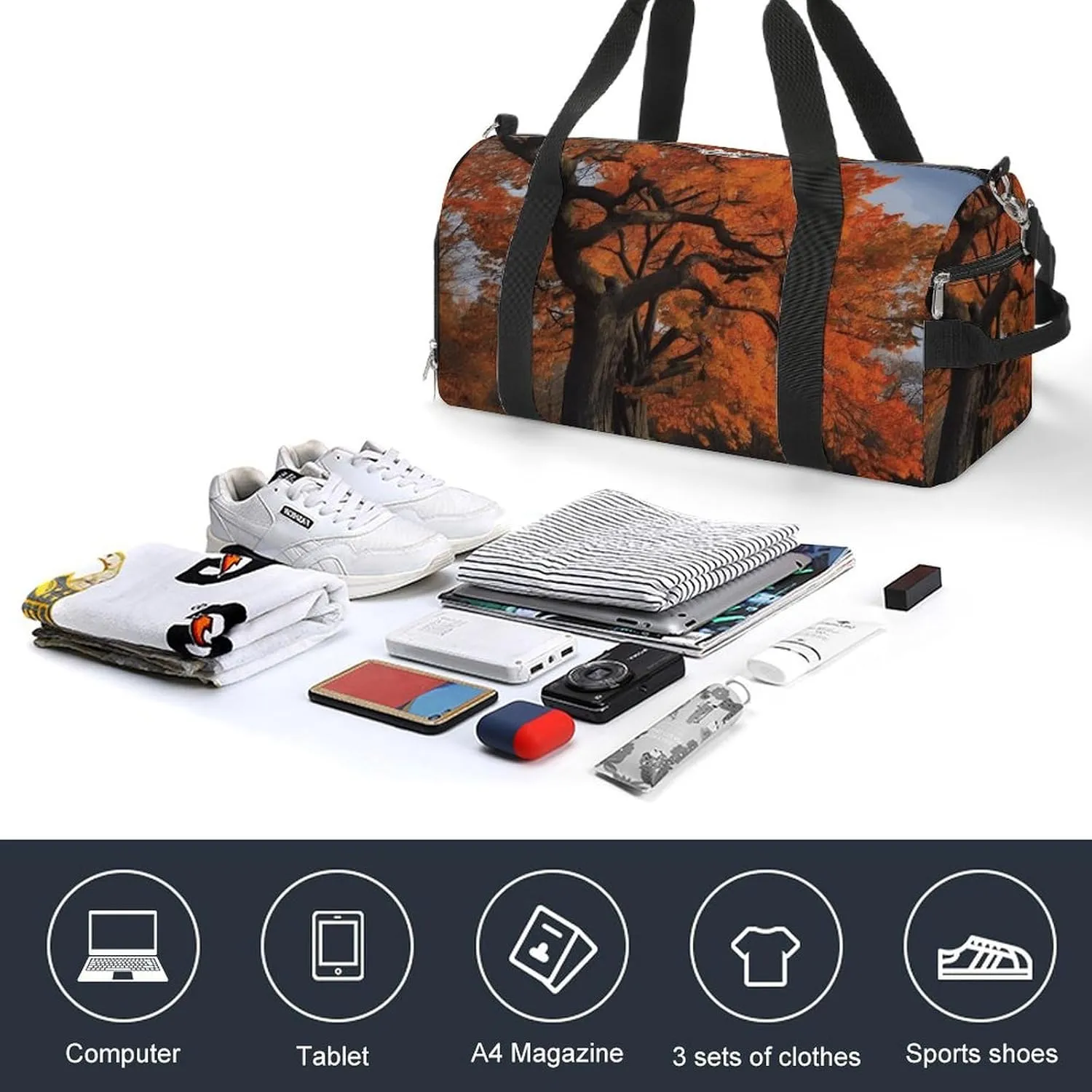 Tree in The Fall Sports Gym Bag Carry on Holdalls for Men Small Duffel Bags for Women with Shoe Compartment