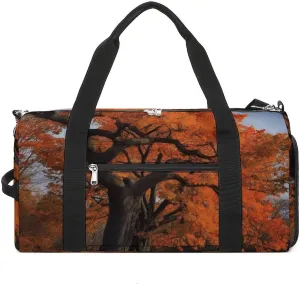 Tree in The Fall Sports Gym Bag Carry on Holdalls for Men Small Duffel Bags for Women with Shoe Compartment