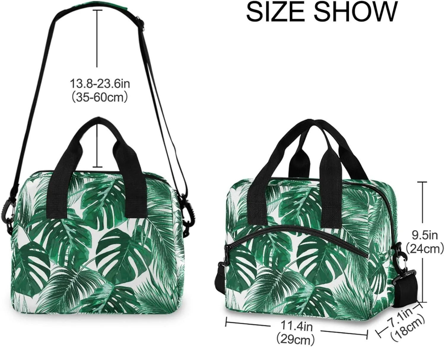 Tropical Palm Leaves Lunch Box Jungle Plants Tree Leaf Lunch Bag Women Insulated Freezable Lunch Tote Kit Thermal Cooler for Office Picnic School Portable Reusable Handbag
