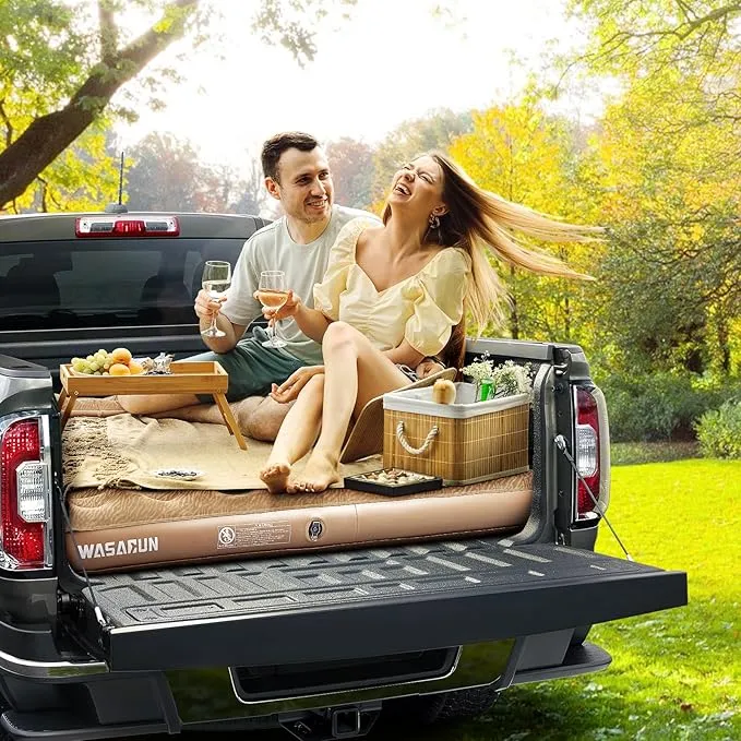 Truck Bed Air Mattress Fit 6.4' - 6.7' Full Size Short Truck Beds Inflatable Mattress with Pump & Removable Side Mattress for Outdoor, Camping
